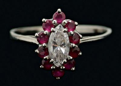 Diamond and ruby ring center marquis cut 91a00