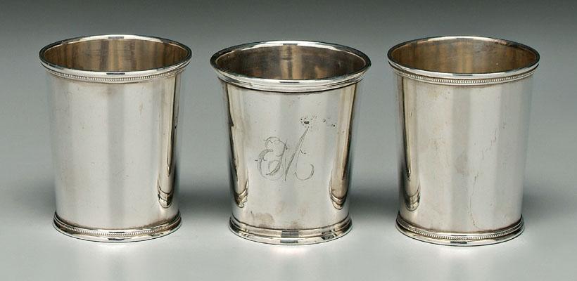 Three silver mint juleps: one coin silver