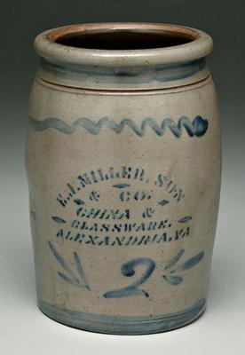 Virginia stoneware jar, salt glazed,