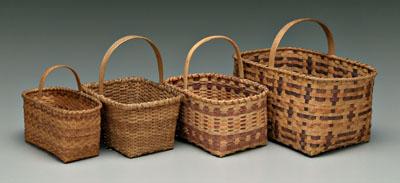 Four rectangular oak split baskets  91a43