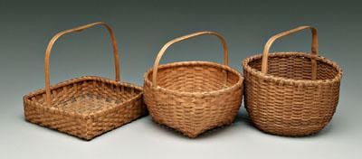 Three maple split baskets, two
