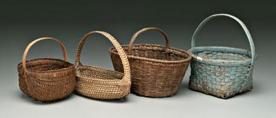 Four oak split baskets: one heavy