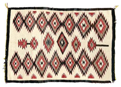 Navajo rug, rows of serrated diamonds