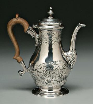 George II English silver coffeepot  91a9b