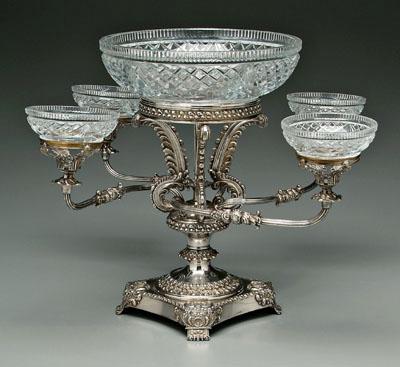 Silver plated epergne four scrolled 91ab6