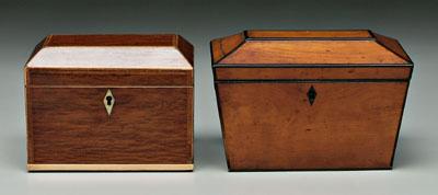 Two inlaid tea boxes: one with