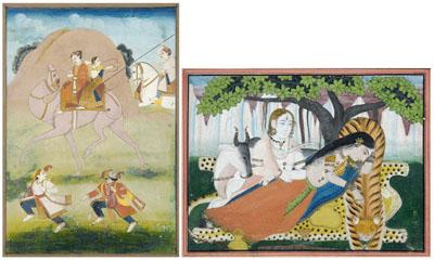 Two Indian paintings, pigment and