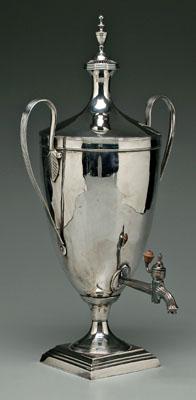 Silver plate water urn, urn form,