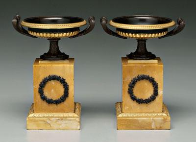 Pair Charles X bronze urns gilt 91b4e