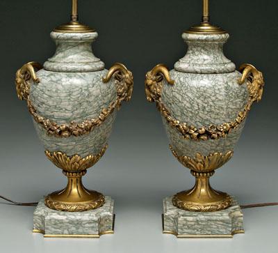 Pair ormolu mounted marble lamps  91b5c