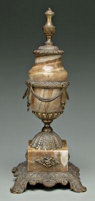 Gilt bronze lamp base, marble urn