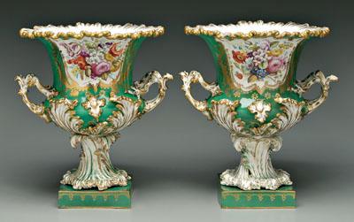 Pair Old Paris urns: large scale,