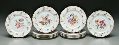 Set of 12 Nymphenburg plates: openwork