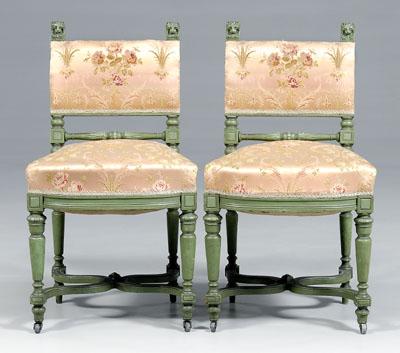 Pair painted Flemish style chairs  91b7b