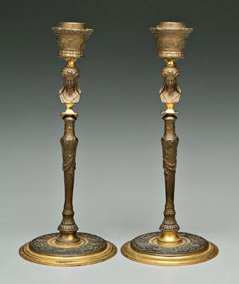 Pair Empire style brass candlesticks  91b84