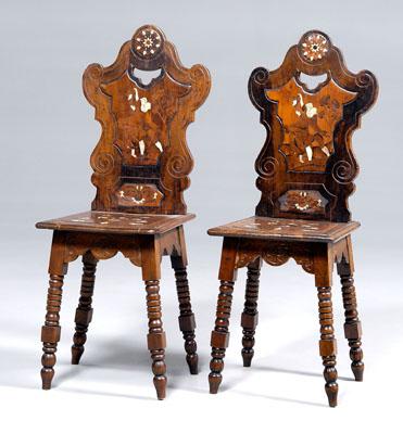 Pair Continental baroque side chairs: