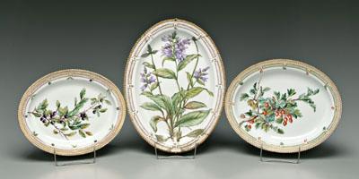Three Flora Danica serving platters: