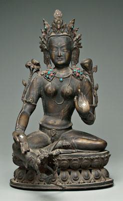 Tibetan bronze figure of Tara, seated