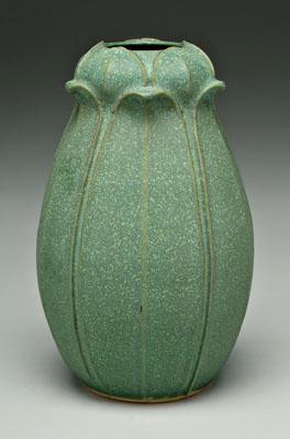 Grueby style vase, matte green