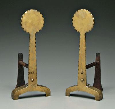 Pair Arts and Crafts brass andirons  91bf2