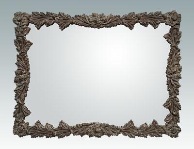 Bronze framed mirror, heavy cast
