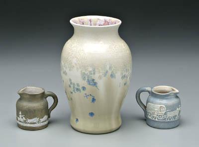 Three pieces Stephen pottery crystalline 91847