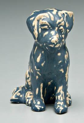 Rookwood seated dog, runny blue