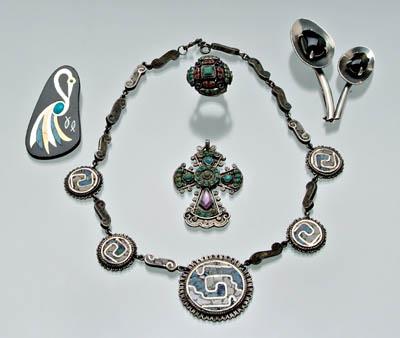 Five pieces signed Mexican jewelry  91853