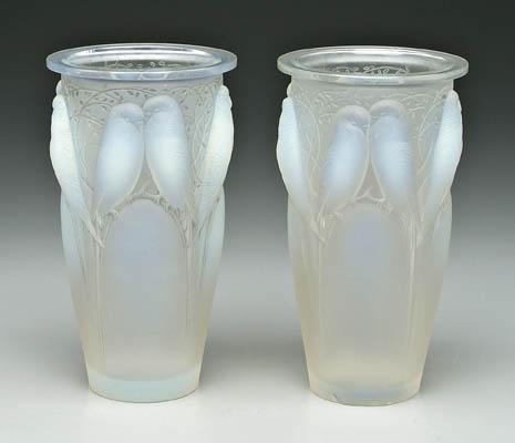 Pair Lalique Ceylon vases opalescent 91861