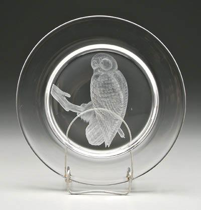 Steuben snowy owl plate designed 91867