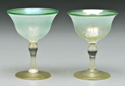 Pair Tiffany wine glasses reactive 9186a