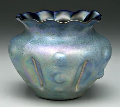 Art glass bowl, scalloped rim,