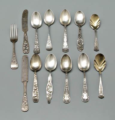 45 pieces assorted sterling flatware: