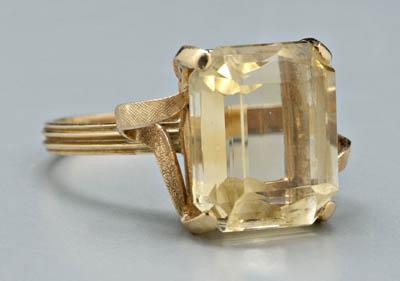 Lady s golden topaz ring emerald cut 918bb