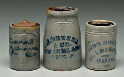 Three small stoneware canning jars  918e6