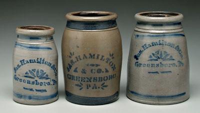 Three Hamilton stoneware canning