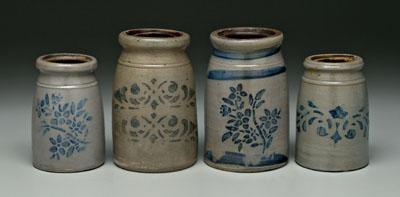 Four stoneware canning jars: all