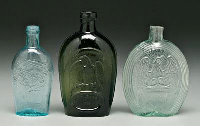 Three glass historic flasks one 91906