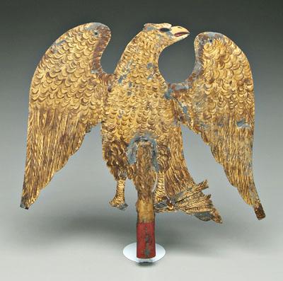 Gilt and polychrome metal eagle, spread