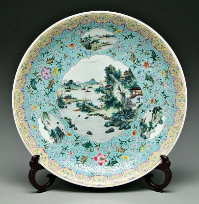 Chinese famille rose charger turquoise 91927