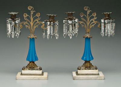 Pair brass candelabra each with 9196b