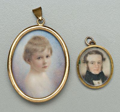 Two miniature portraits: one of a child,