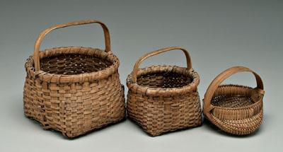 Three oak split baskets: miniature