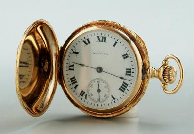 Ladys gold pocket watch, porcelain