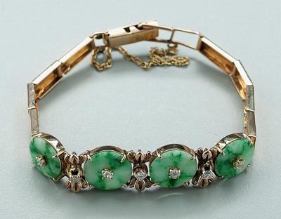 Diamond and jade bracelet 18 kt  91daa