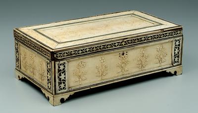 Mahogany box, ivory veneers, finely