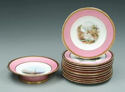 Twelve Mintons plates, serving dish: