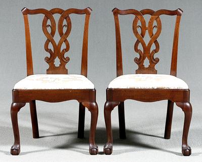 Pair Chippendale side chairs mahogany  91e16