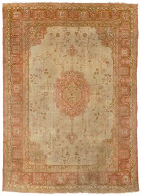 Oushak rug pale rose central medallion 91e2e