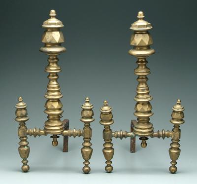 Pair 19th century brass andirons  91e59